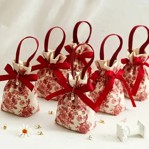 floral canvas candy bags with rope handles canvas wedding favor bag with drawstring floral pattern bags small gift bags empty treat boxes for party favors weddings birthdays party favors candy storage