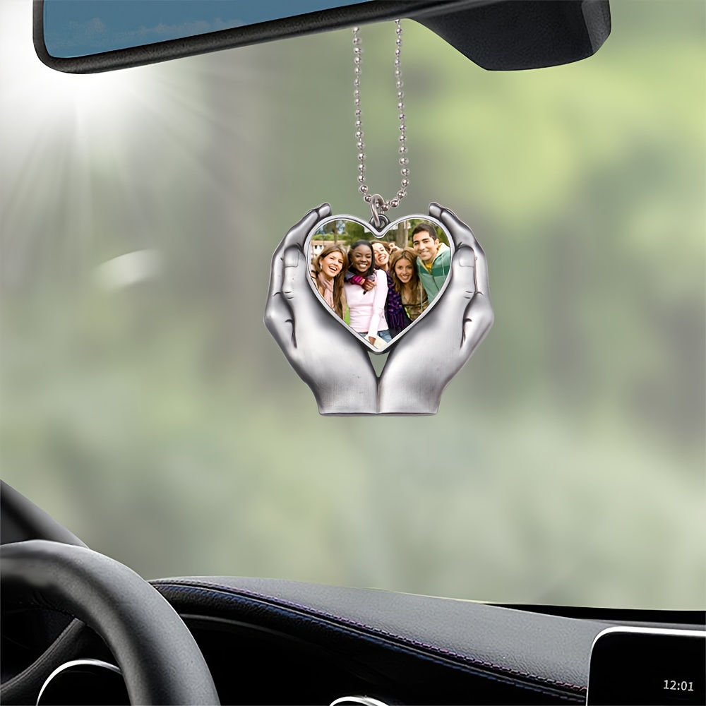 

Customizable Heart & Wings Keychain - Metal, Love-themed Photo Frame Charm For Car Rearview Mirror & Bag Decor - Perfect Valentine's Gift, Valentines Decorations