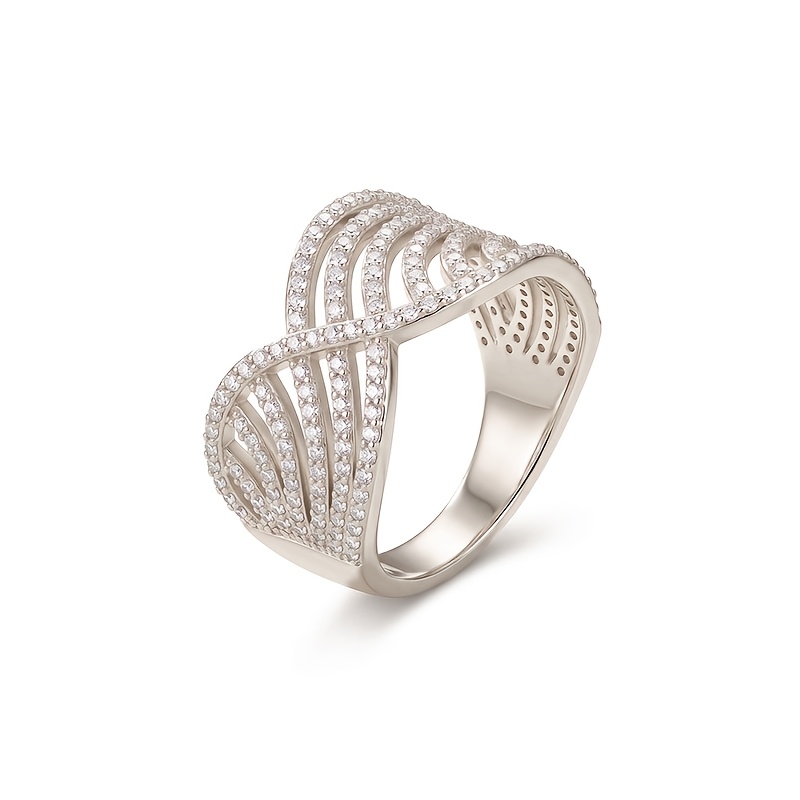 Women's Hollow Intertwined Ring with Sparkling Zirconia