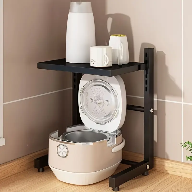 1pc air fryer storage rack metal countertop organizer for kitchen multi functional universal stand for rice cookers and small appliances space saving layered design no metal pipes included kitchen storage solution modern kitchen accessory metal construction air fryer accessories standing shelf Product details 6
