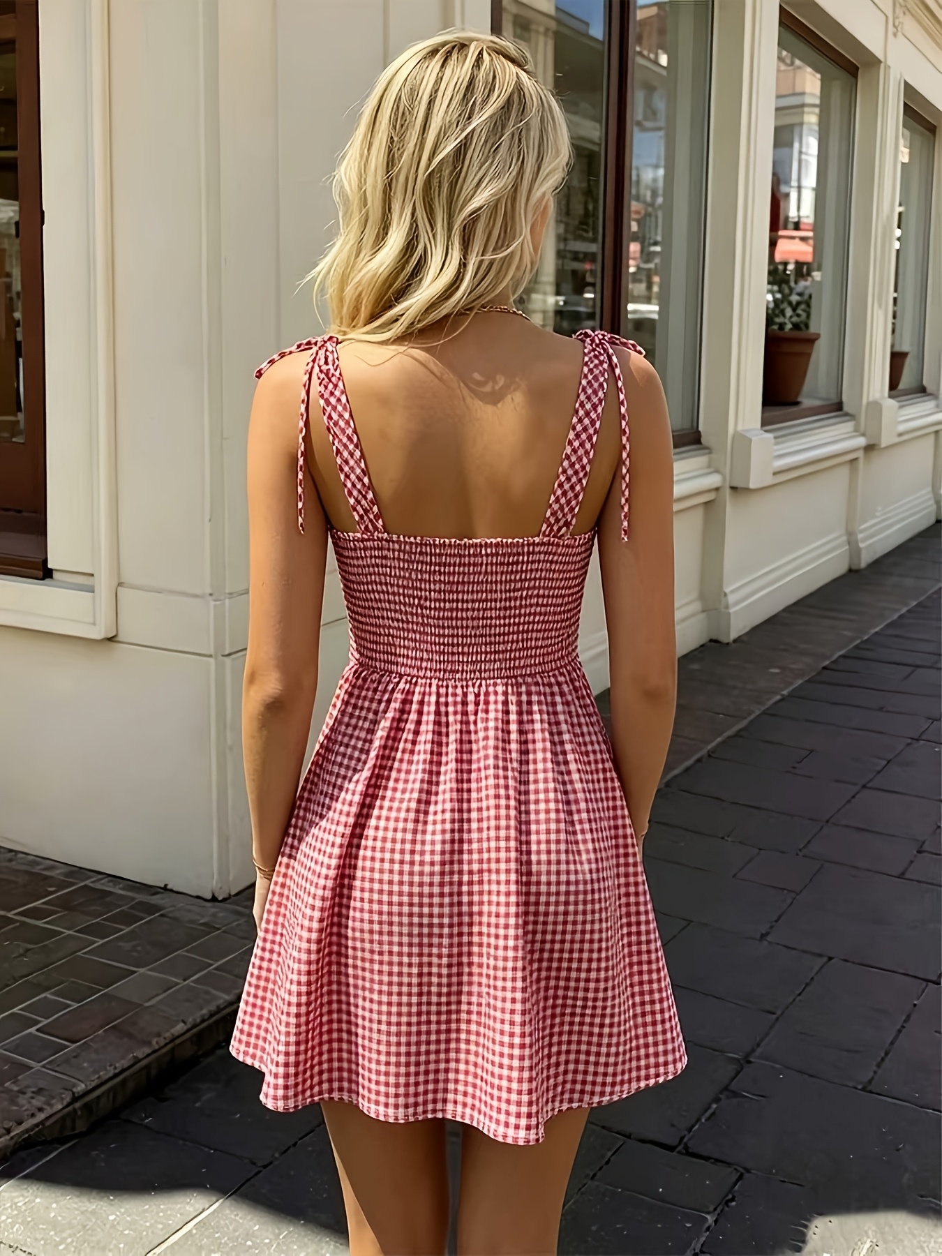 womens red plaid holiday dress vintage neck a line mini french Sage Green