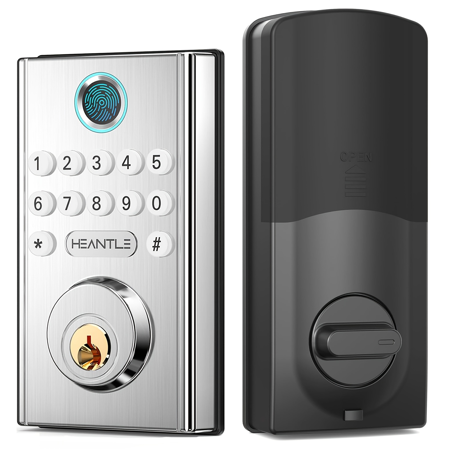 TEMU Smart Deadbolt Door Lock Keyless Entry Fingerprint Electronic Keypad Deadbolt For Front Door Silvery