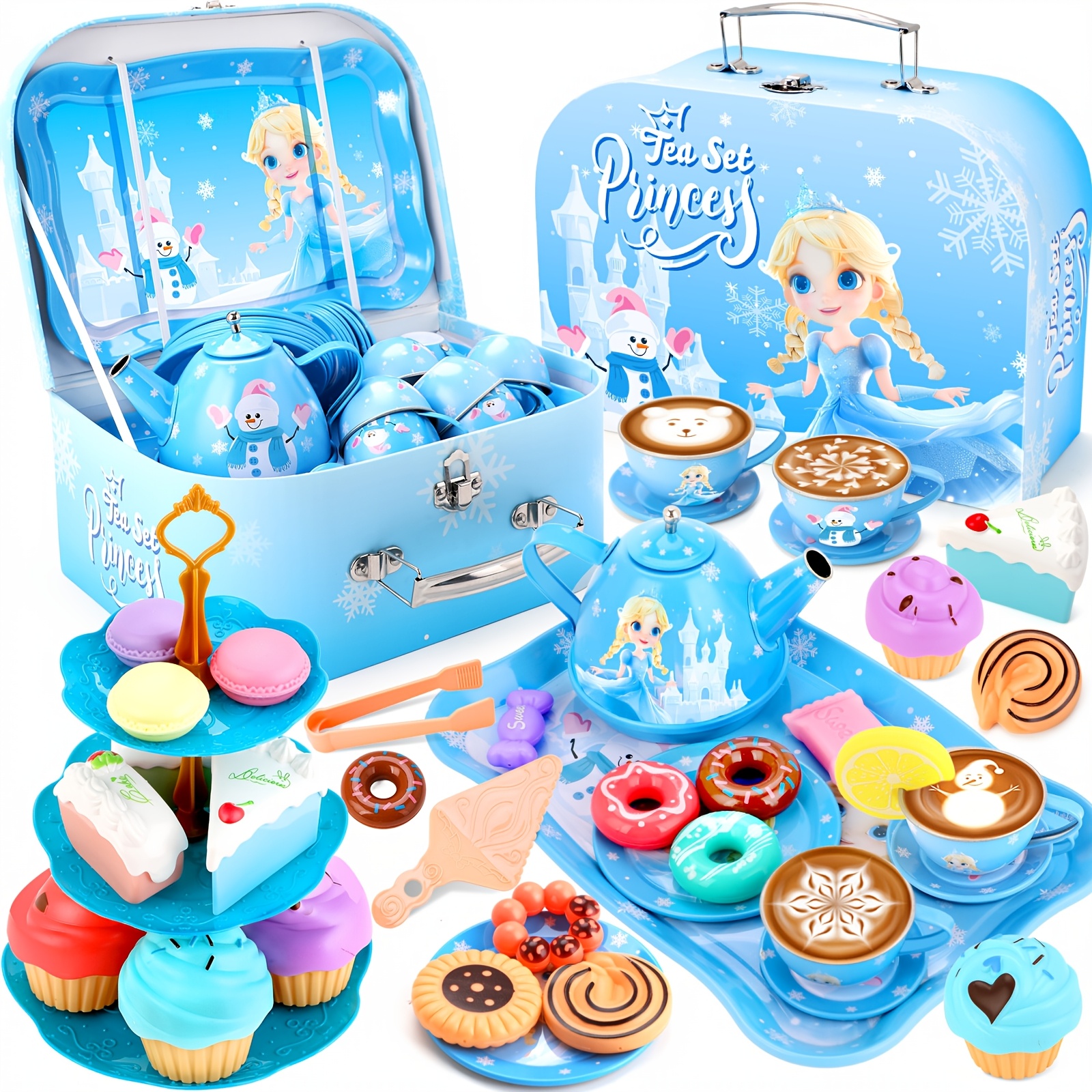 TEMU Tea Party Set For Little Girls Toys, Toys For Girls Gifts, Tea Set For Girls 6-8, Pretend Play Kitchen Toy, Birthday Christmas Toys For 3 4 +