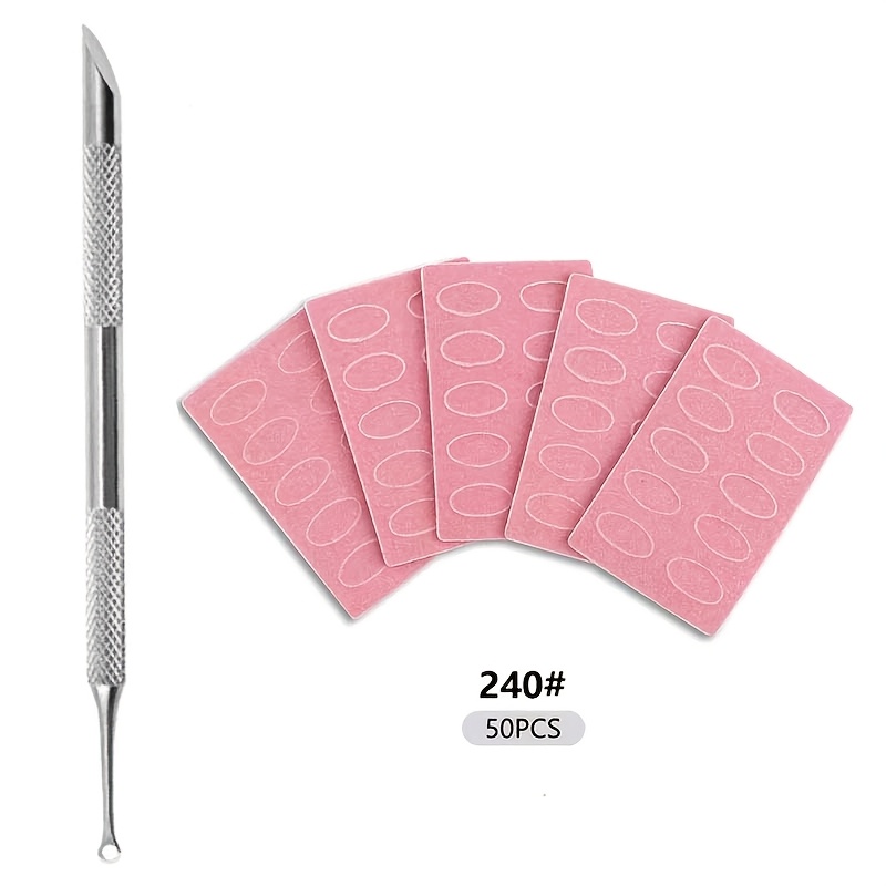 50pcs White and Pink Frosted Nail Files with Buffer Block
