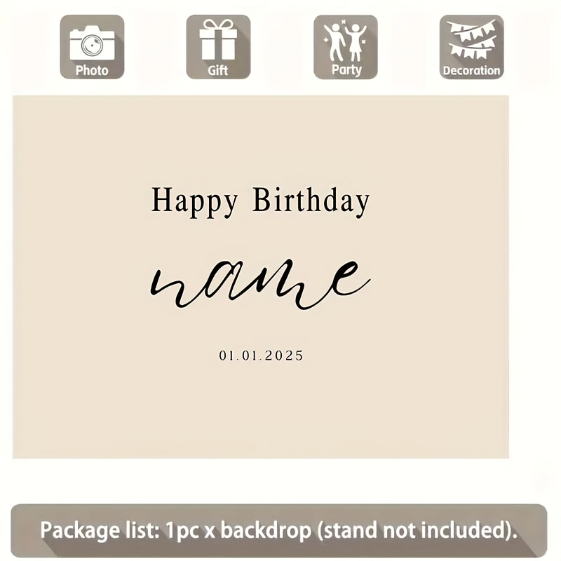 TEMU Bannière d'anniversaire personnalisable 1pc, Matériau polyester, Nom personnalisable, Drapeau de décoration d'anniversaire personnalisé,