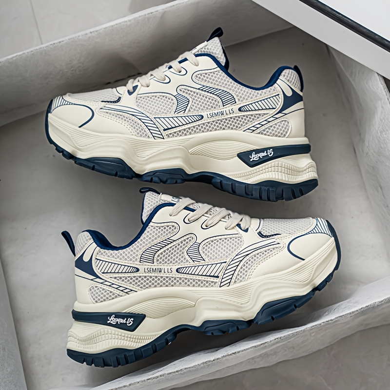 TEMU Women's Outdoor Basketball Shoes, Thick Sole Height-increasing Sneakers, Breathable Lace-up Casual Dad Shoes, Daily Versatile Women's Shoes,