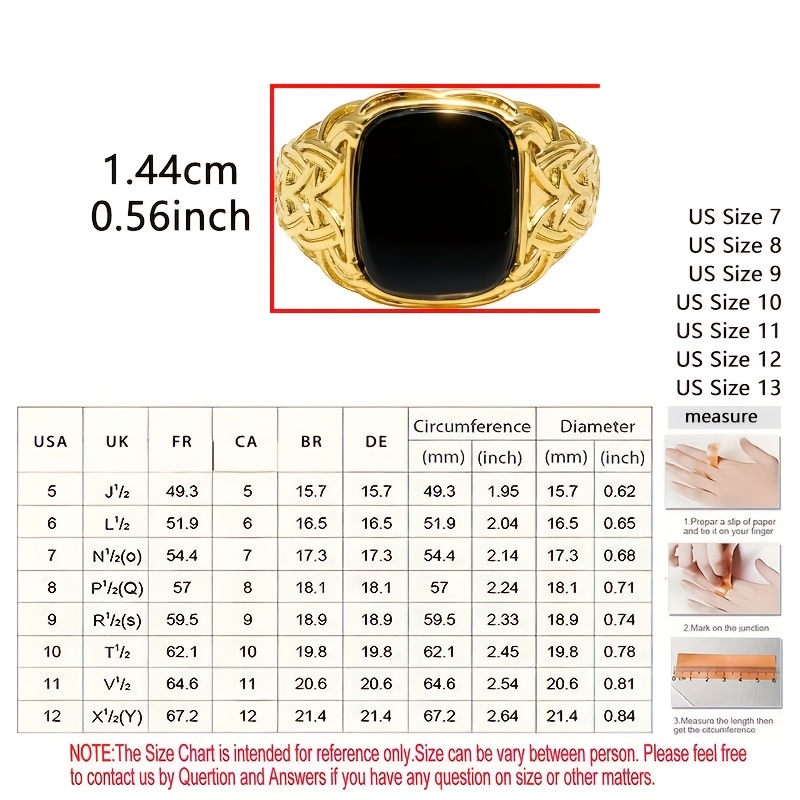 Women's Classic Retro Square Black Agate Ring
