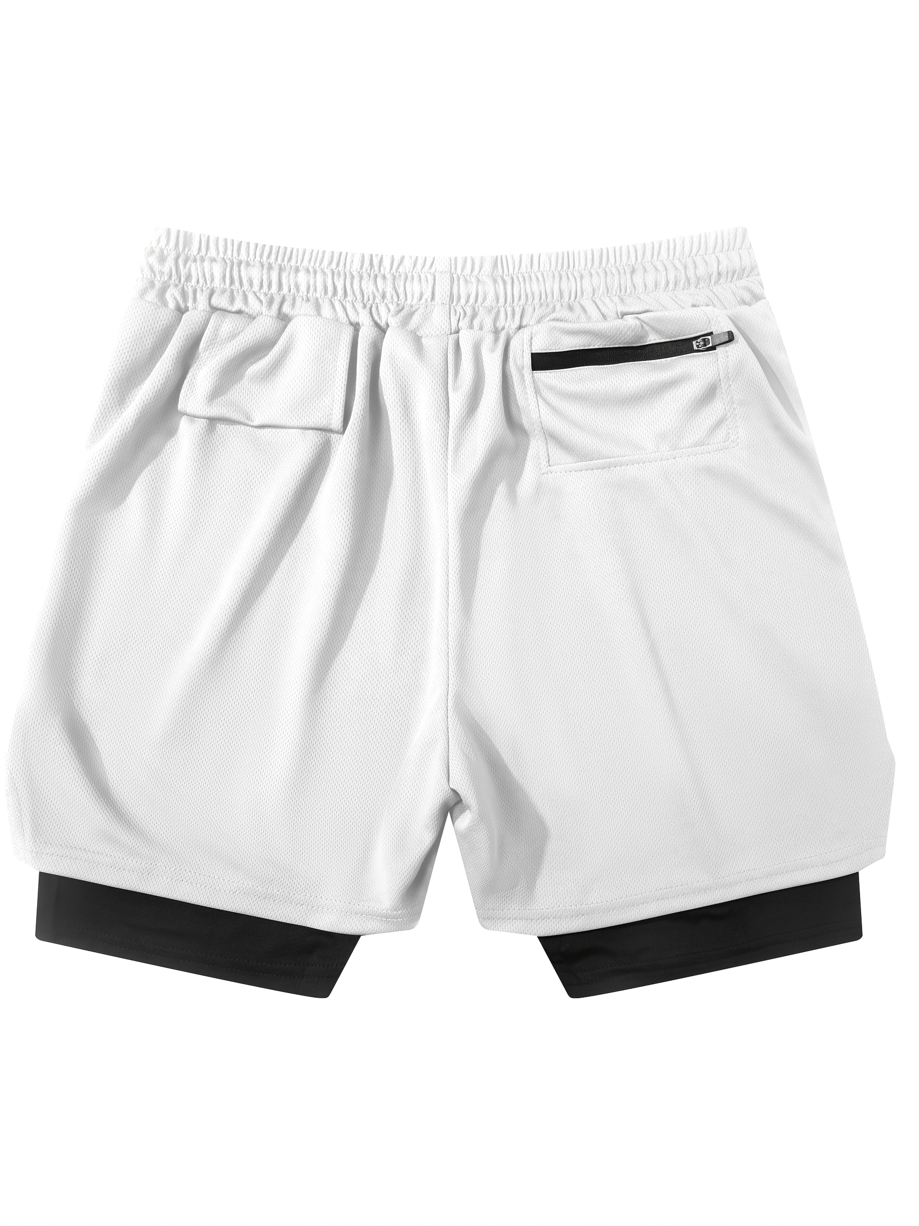 2-in-1 Double Layer Shorts With Inner Pocket, Men's Fashion Stretch Sports Shorts For Summer Gym Workout Training