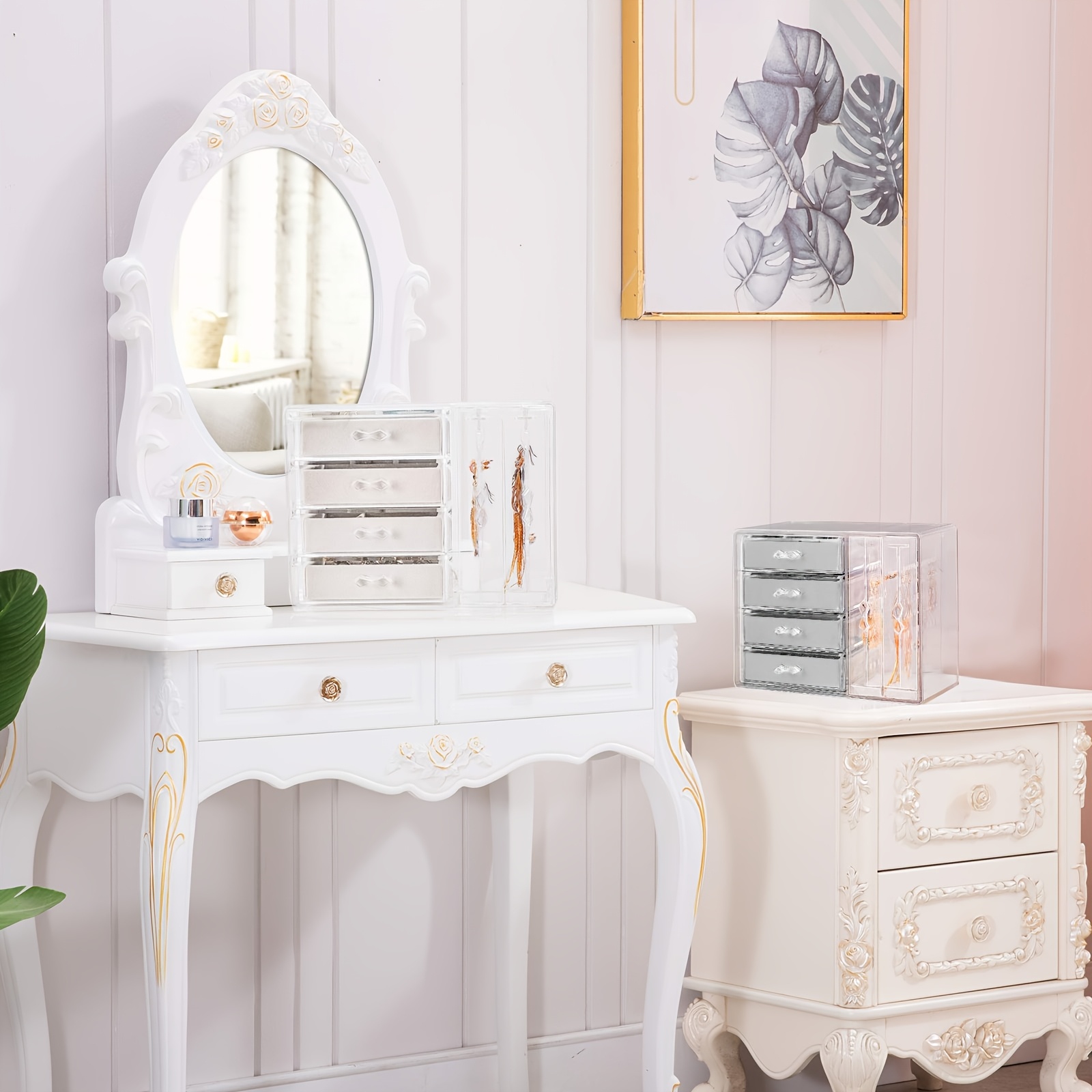   and kitchen supplies storage jewelry box storage acrylic jewelry storage cabinet transparent earring holder jewelry hanging box with 4 velvet drawers earring ring necklace bracelet display box womens gift transparent jewelry storage box home and vanity space saving jewelry organizer   Product details 1