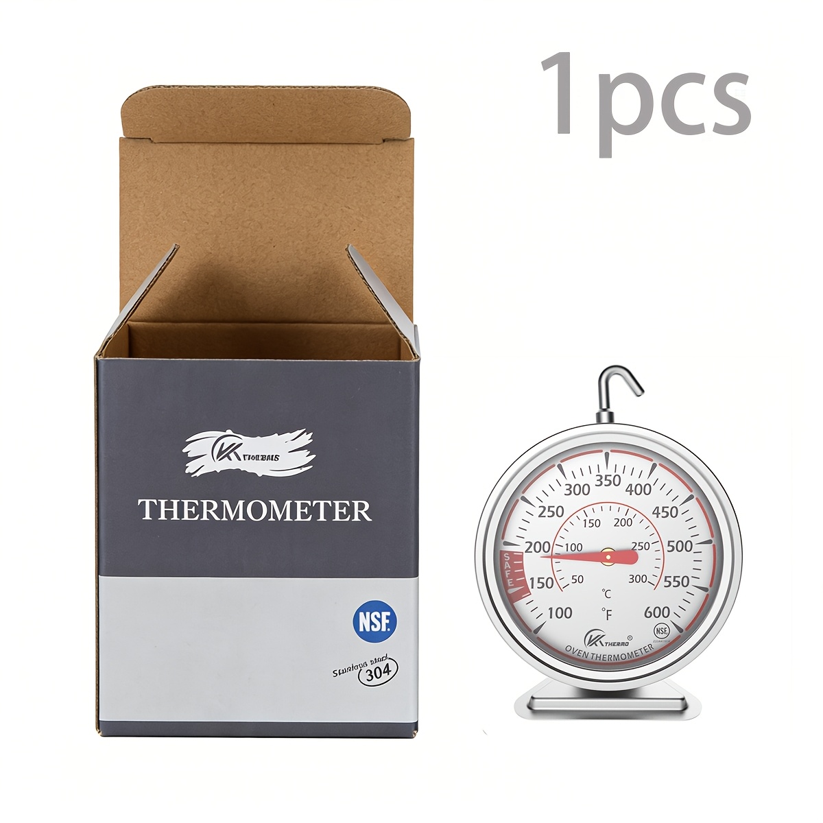Stainless Steel Monitoring Thermometer, Suitable For Oven/grill/ Interior, 100~600°f Range, Easy-to-read Food Thermometer, For /
