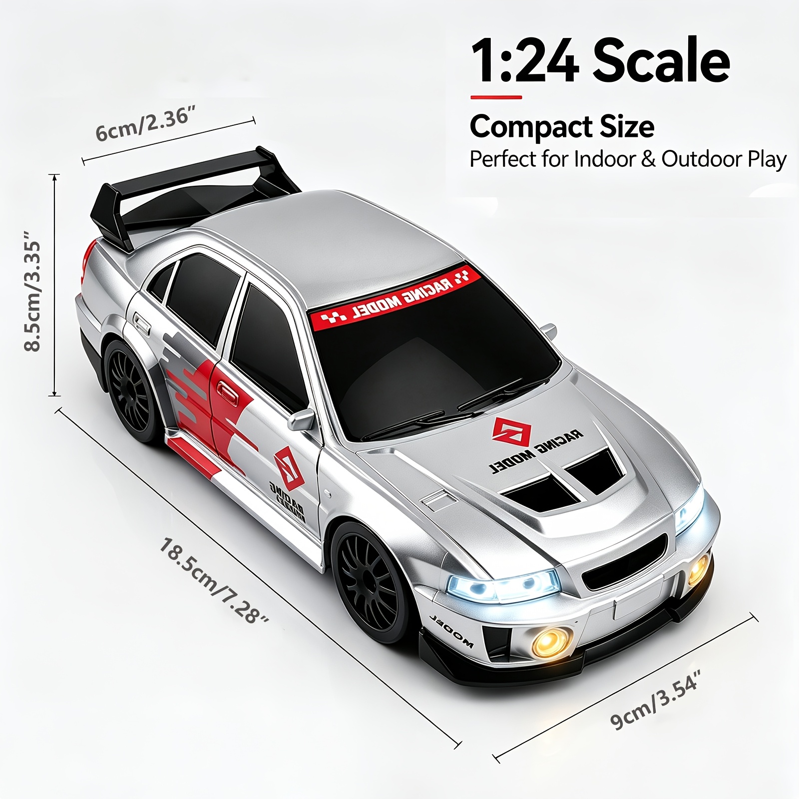 4wd Rc Drift Car, Remote Control Racing Car With Led Light, 2pcs Rechargeable Batteries, Drift Tires And Traffic Cones, Toy Gift For Boys