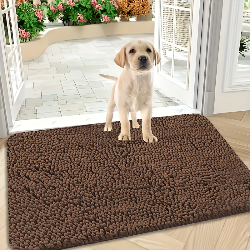 

Ewoid 1pc Winter Absorbent Microfiber Dog Door Mat And Pet Rug, Non Slip Washable Area And Bath Mat Soft Chenille For Kitchen Bathroom Bedroom & Indoor - Brown