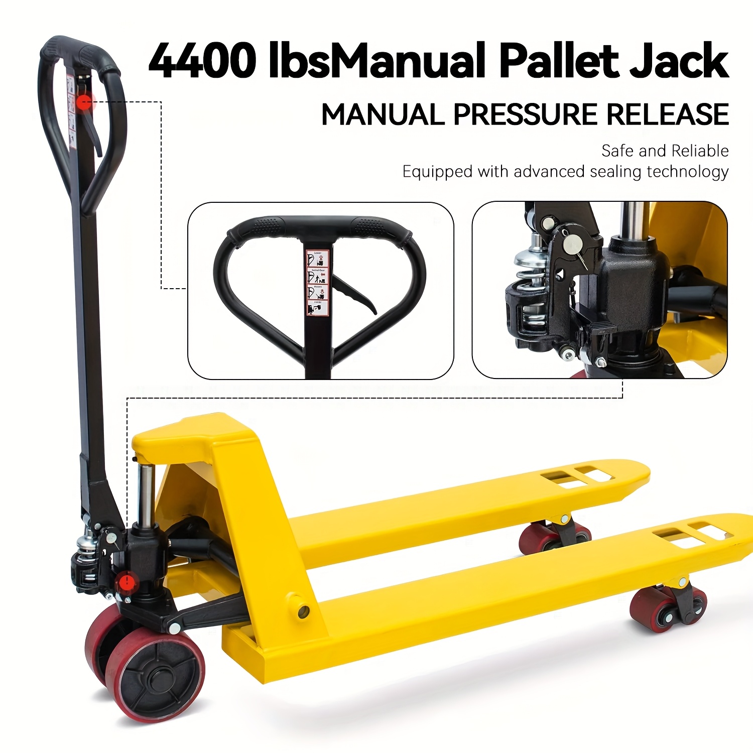 4400lbs manual   with hydraulic   duty   hand forklift suitable for   moving furniture refrigerator epoxy coated reinforced forks pu wheels Product details 0
