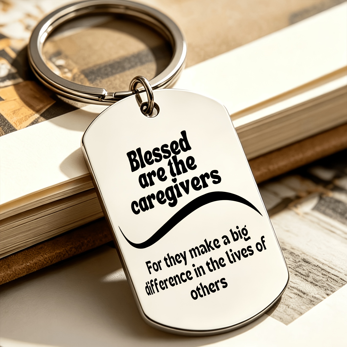 TEMU Stainless Steel Tag Keychain, Appreciation Inspirational Quote Metal Key Ring, Thank You Theme Bag Charm, Holiday Gift For Men Women, Daily
