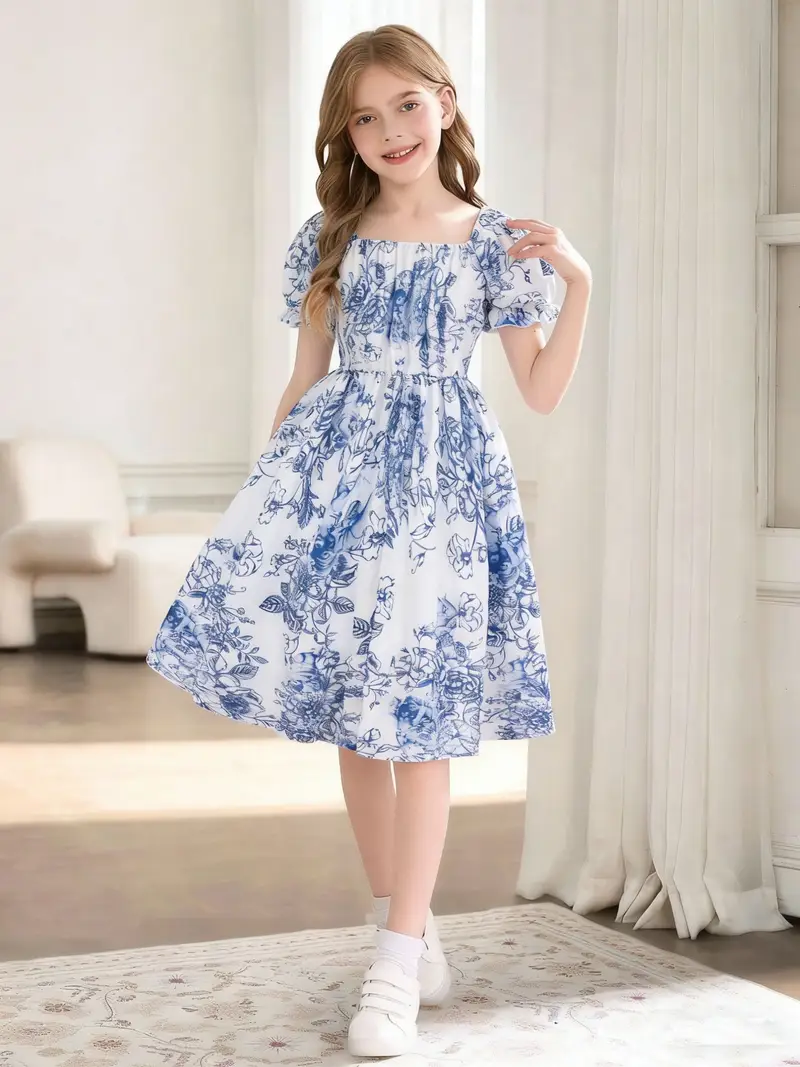 ' *-Fit Puffed Sleeve Dress with Lace Trim & Square Neckline - Summer Short Dress for Outdoor Wedding Guest, Party Outfit - Fitted Smock Dress for to Teen (Hand Washable) - Spring/Autumn Blouse Dress ' *-Fit Puffed Sleeve Dress with Lace Trim & Square Neckline - Summer Short Dress for Outdoor Wedding Guest, Party Outfit - Fitted Smock Dress for to Teen (Hand Washable) - Spring/Autumn Blouse Dress