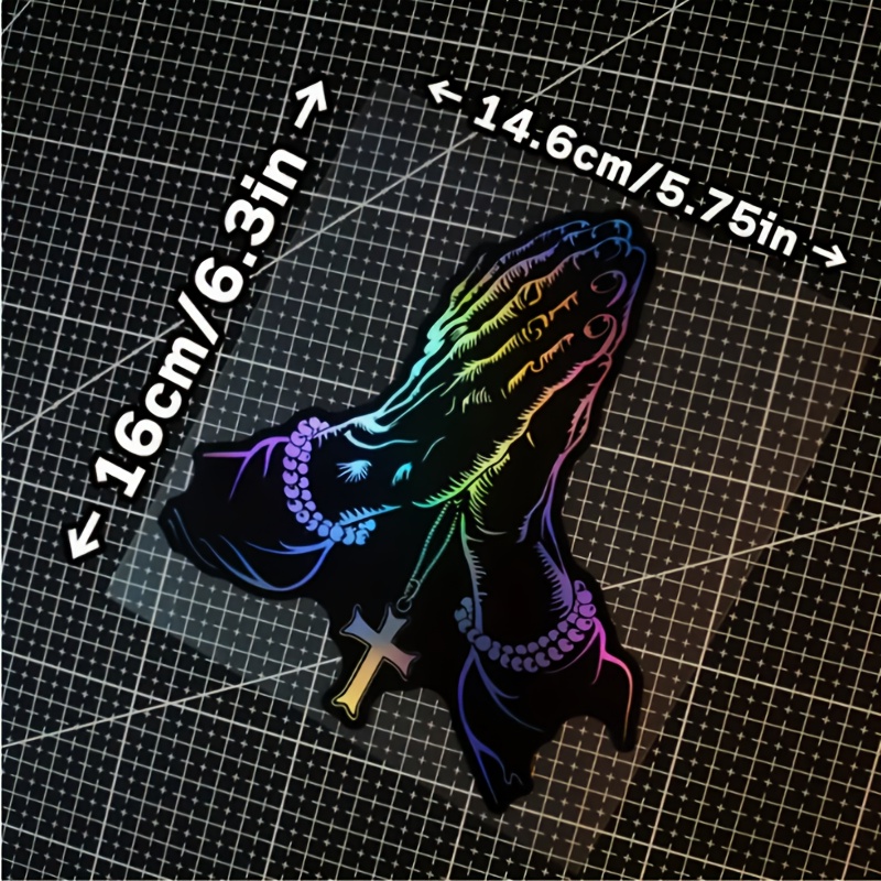 A Laser- Pendant Sticker Of Christ's With Pearls And A Cross - Colorful Decorations For Cars, Motorcycles, Laptops, And Windows