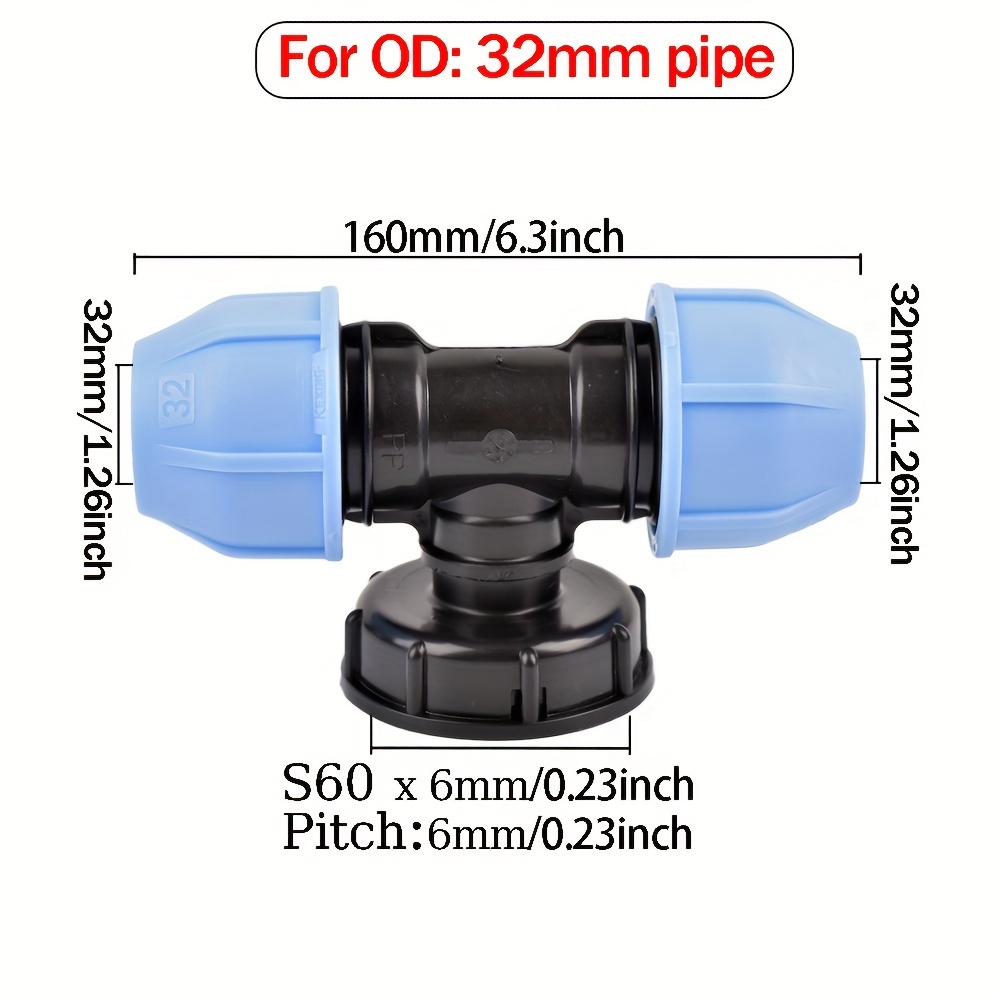 Ibc Accessories 20/25/32mm Pe Pvc Pipe Conversion S60 Ibc Elbow Tee Direct Head Garden Irrigation Watering Adapter Garden Water Connector