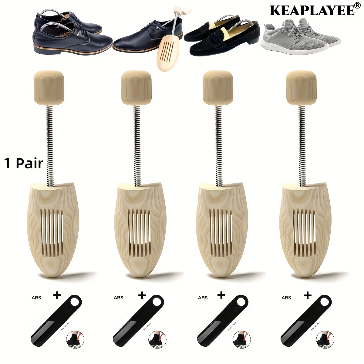Solid Pine Shoe Trees, Set of Two with Shoehorn