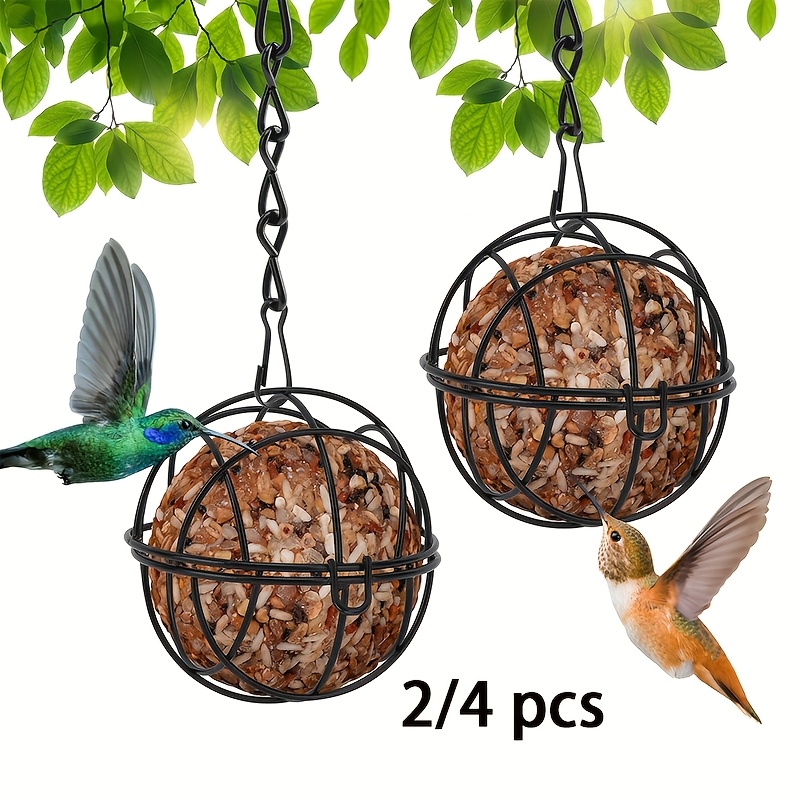 

2/4pcs Chit Ball Holder, Bird Feeder, Metal Hanging Bird Feeder, Fat Ball Holder For Hanging, Bird Feeder For , Garden