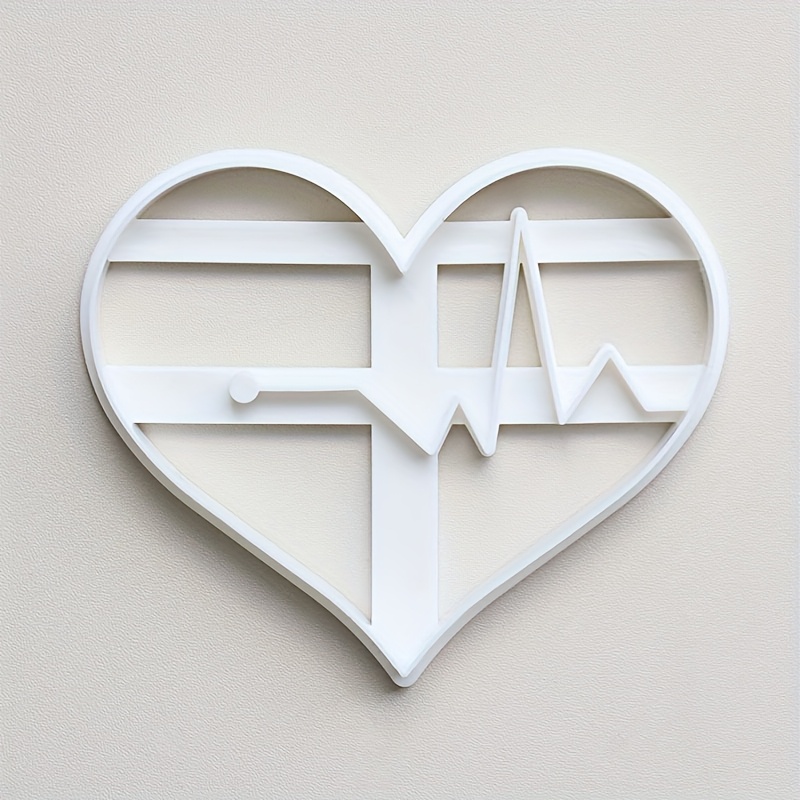 Image of 1pc Ecg Heart-shaped Cookie Mold, A Cookie Cutter For International Nurses' Day, Suitable For Fondant And Clay, A Great Kitchen Baking Tool, Perfect For Valentine's Day Decorative Biscuits
