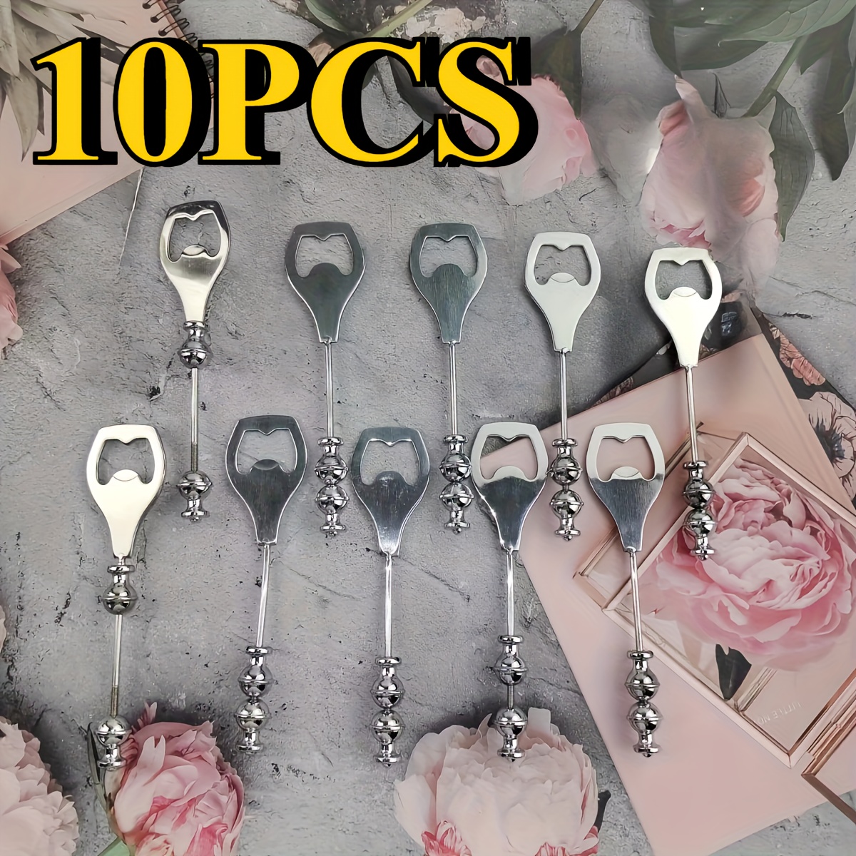 Image of 4/10pcs Single Color Bottle Openers - Sturdy For Bar Tool For Home And For Bars - Elegant Wedding Party Gifts & Kitchen Tools