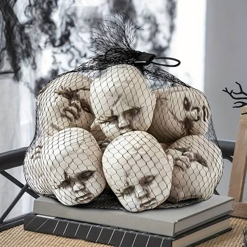 two packs of 18pcs halloween imp skull decorations escape room creative mesh bag small skull props home statue holiday ornaments