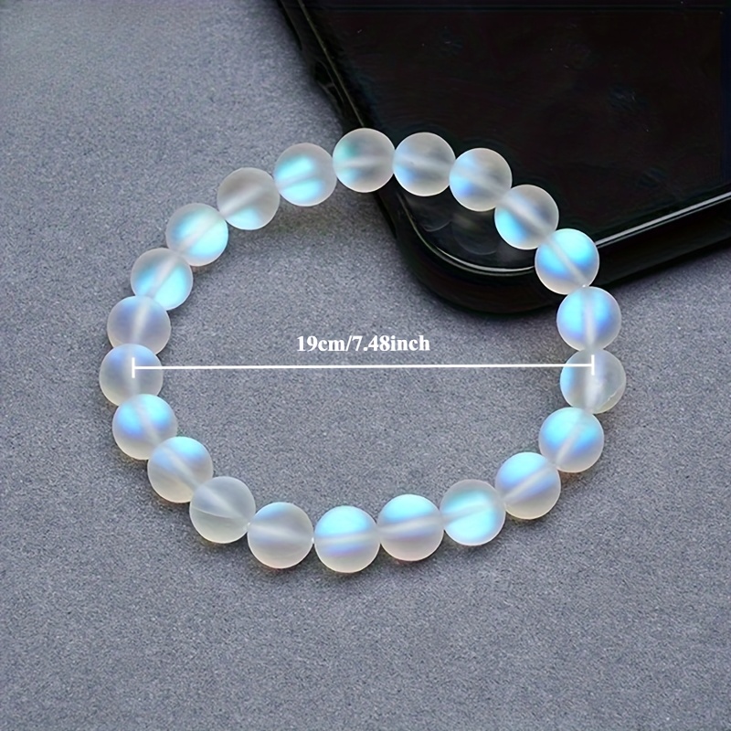 Colorful Sparkling Stone Moonstone Bead Bracelet, Elastic Rope Design