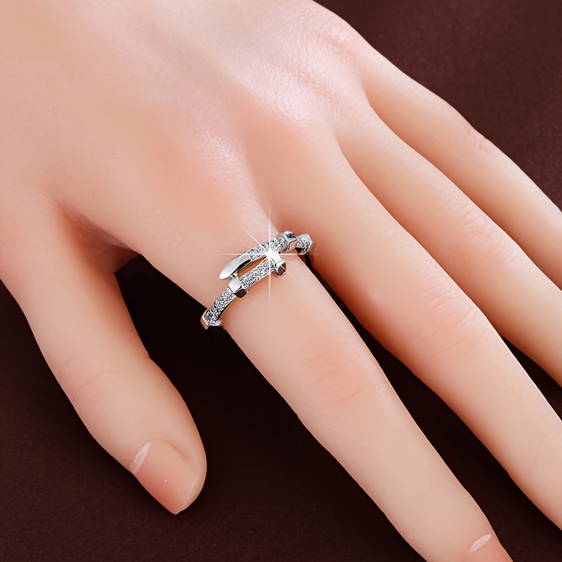 Golden Copper Ring with Cubic Zirconia Accents