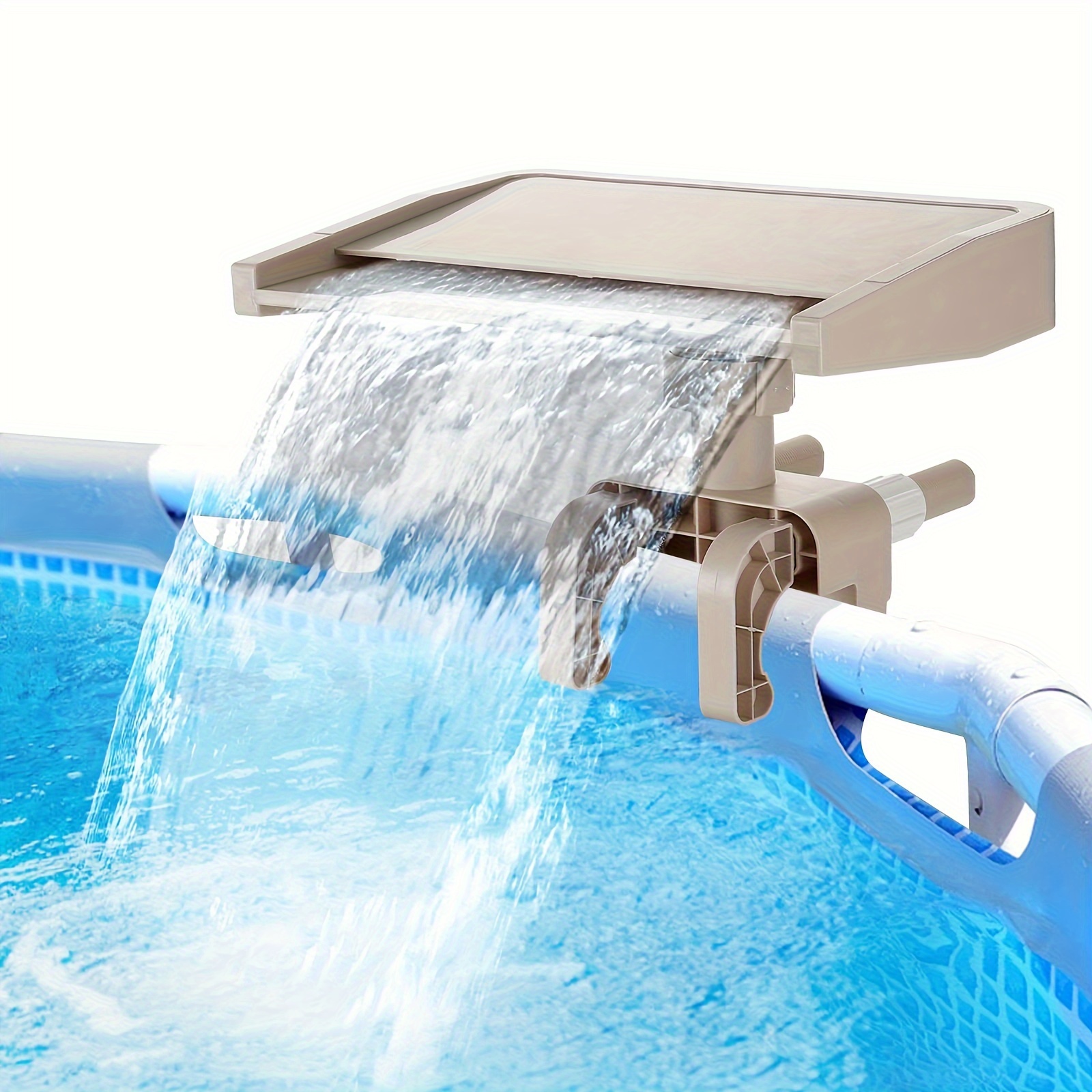 

Adjustable Waterfall Pool Fountain For Above-ground Pools - Universal Fit Plastic Attachment Clamp On Accessory For Relaxing Poolside Ambiance