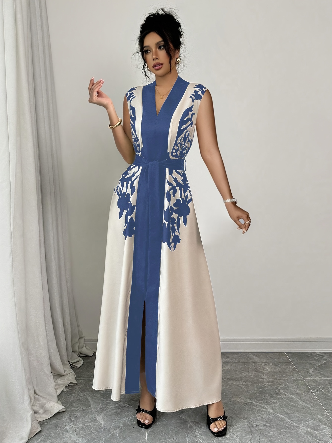 maxi dress floral white The Inspiration Cream Floral Maxi Dress – Shop the Mint main image 1