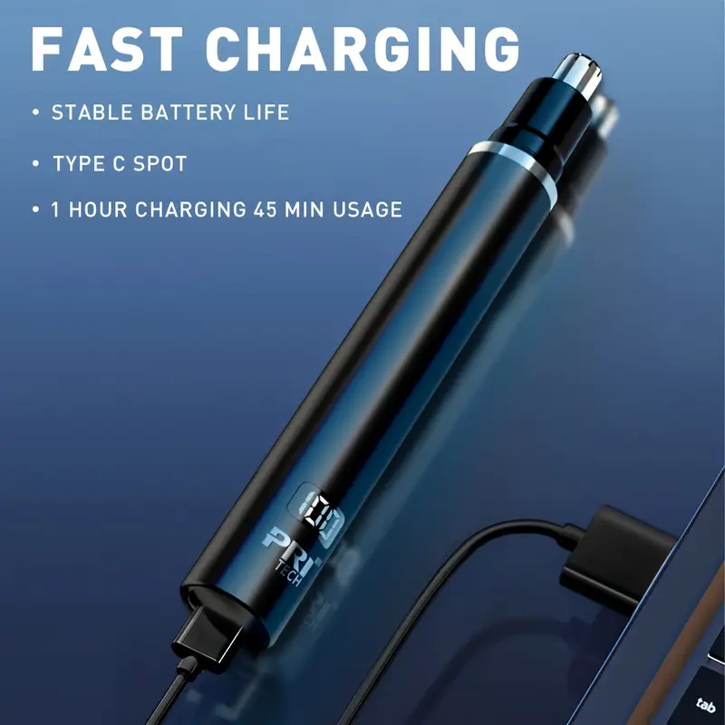 electric nose trimmer type c rechargeable noise reduce mute motor portable washable cutter head ear trimmer led display all metal body vacuum cleaning fathers day gift Product details 2