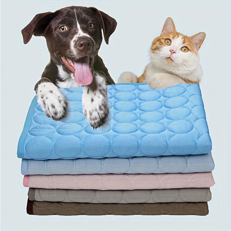 

1pc, Summer Pet Cooling Mat For Dogs & Cats, Cotton Mesh Bottom, Ice Silk Pad, Breathable Cool Blanket, Bed For Large & Small Breeds, Cat Cooling Mat