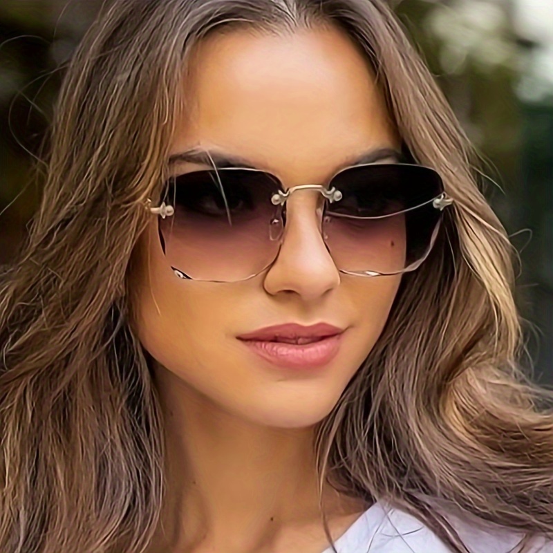 

Square Rimless Fashion Glasses For Women Casual Gradient Fashion Sun Shades For Vacation Beach Party