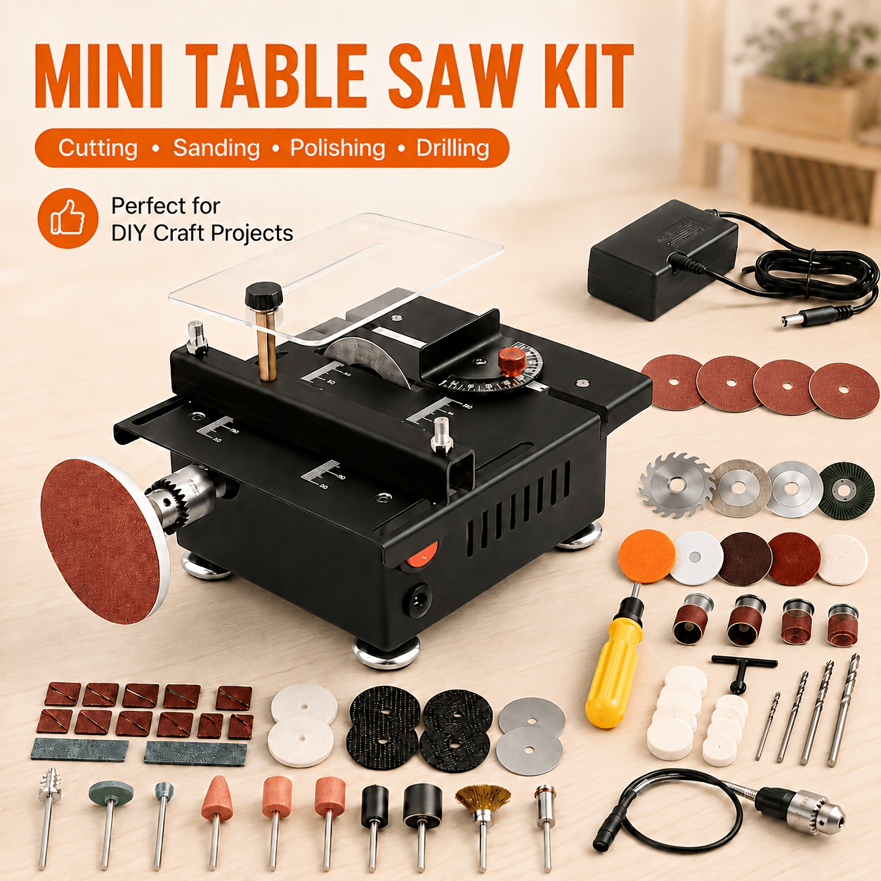 TEMU Precision Mini Table Saw, Multifunctional Portable And Adjustable, Cutting, Sanding, Engraving, Drilling, -one Machine, High-quality Mini Table