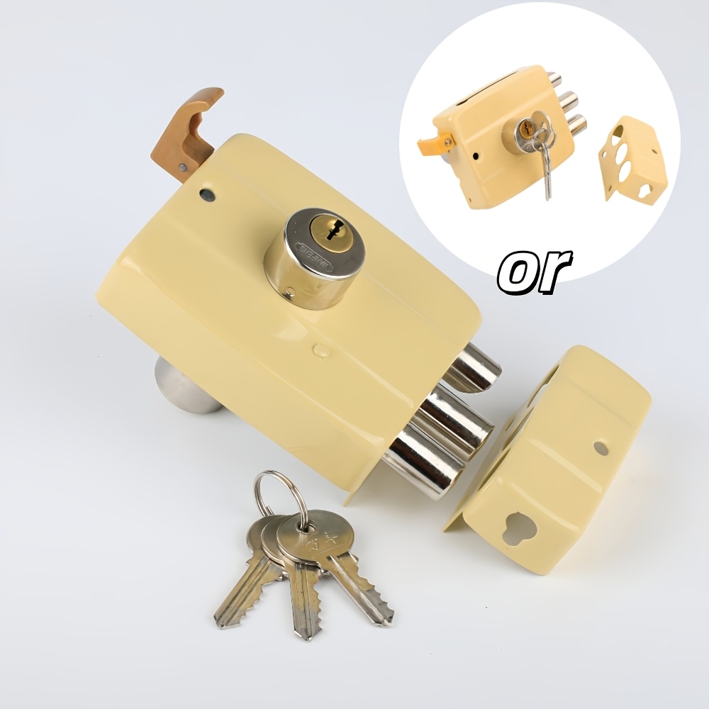 TEMU 1 Set Of Yellow Anti-theft Door Lock-with Key | Indoor And Outdoor, Special For Warehouse, Garage, Front Door, Lock Body Reinforced Safety Rod,
