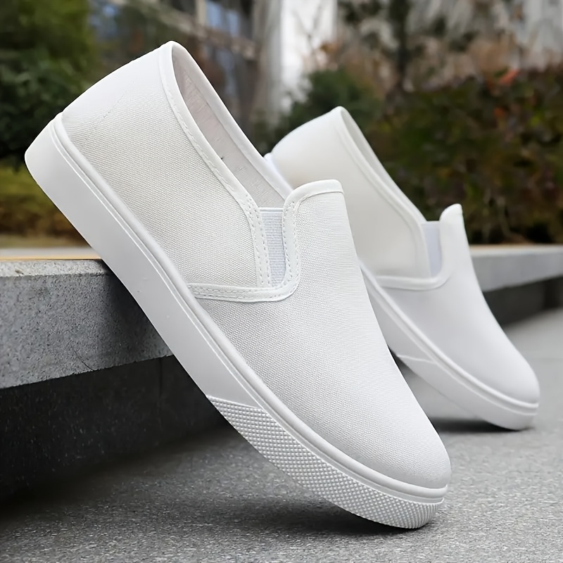 Zapatillas Blancas de Mujer con de Goma, Parte de Tela y Zapatos de  Caminar Cómodos Zapatillas Transpirables, Informales y