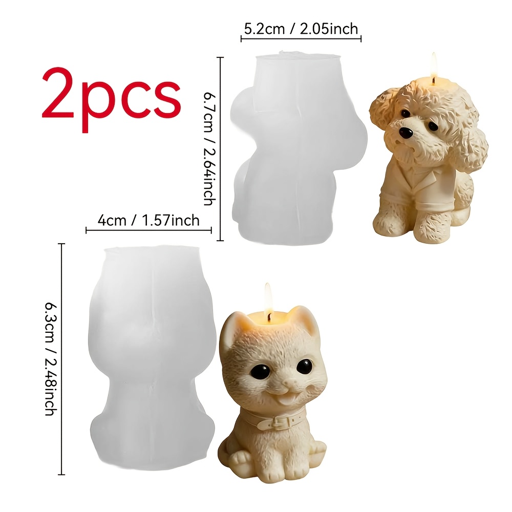 TEMU Lot de 2 moules à bougie en mignons chat et , convient pour la fabrication de bougies parfumées / ornements en résine / décorations de fêtes |