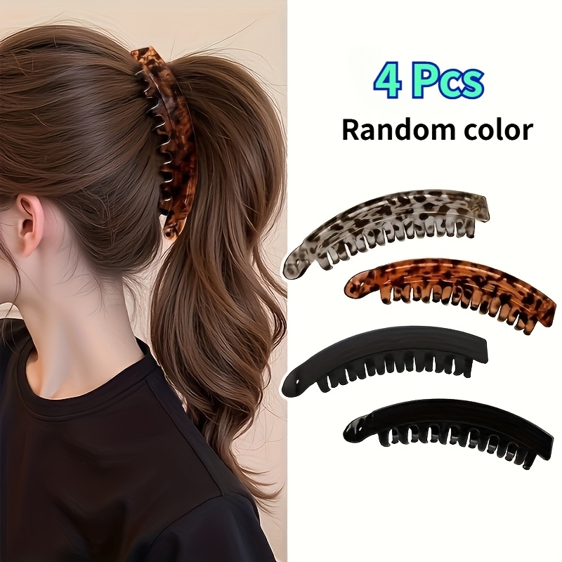 TEMU Lot de 2/4 pinces bananes de couleur aléatoire pour femme, pinces à cheveux décontractées et élégantes, accessoires pour cheveux rétro, pince à