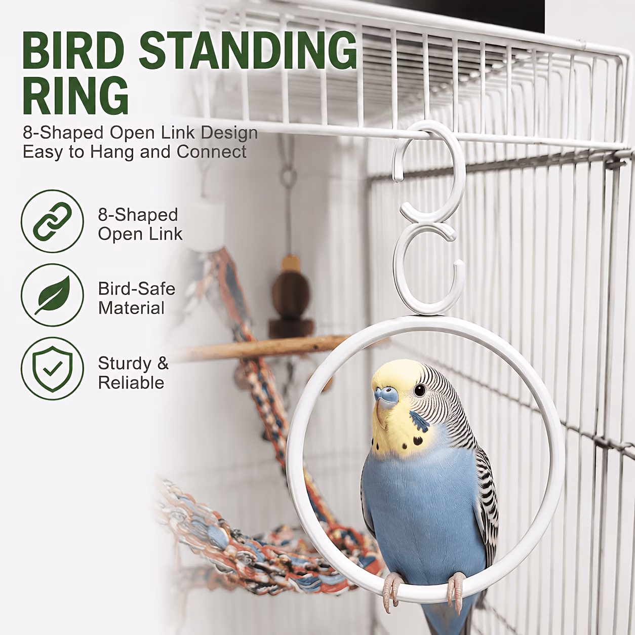 2pcs Set of Pet Parrot Open Hanging Stand Round Ring 3D Printed...