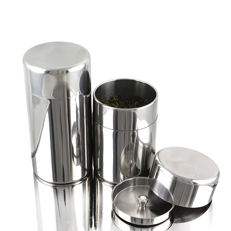 TEMU 304 Stainless Steel Airtight Jar Moisture-proof, Ideal For Tea, Dried Peel And Dried Goods. As Storage Or Decor, With A Calm Charm. Airtight To