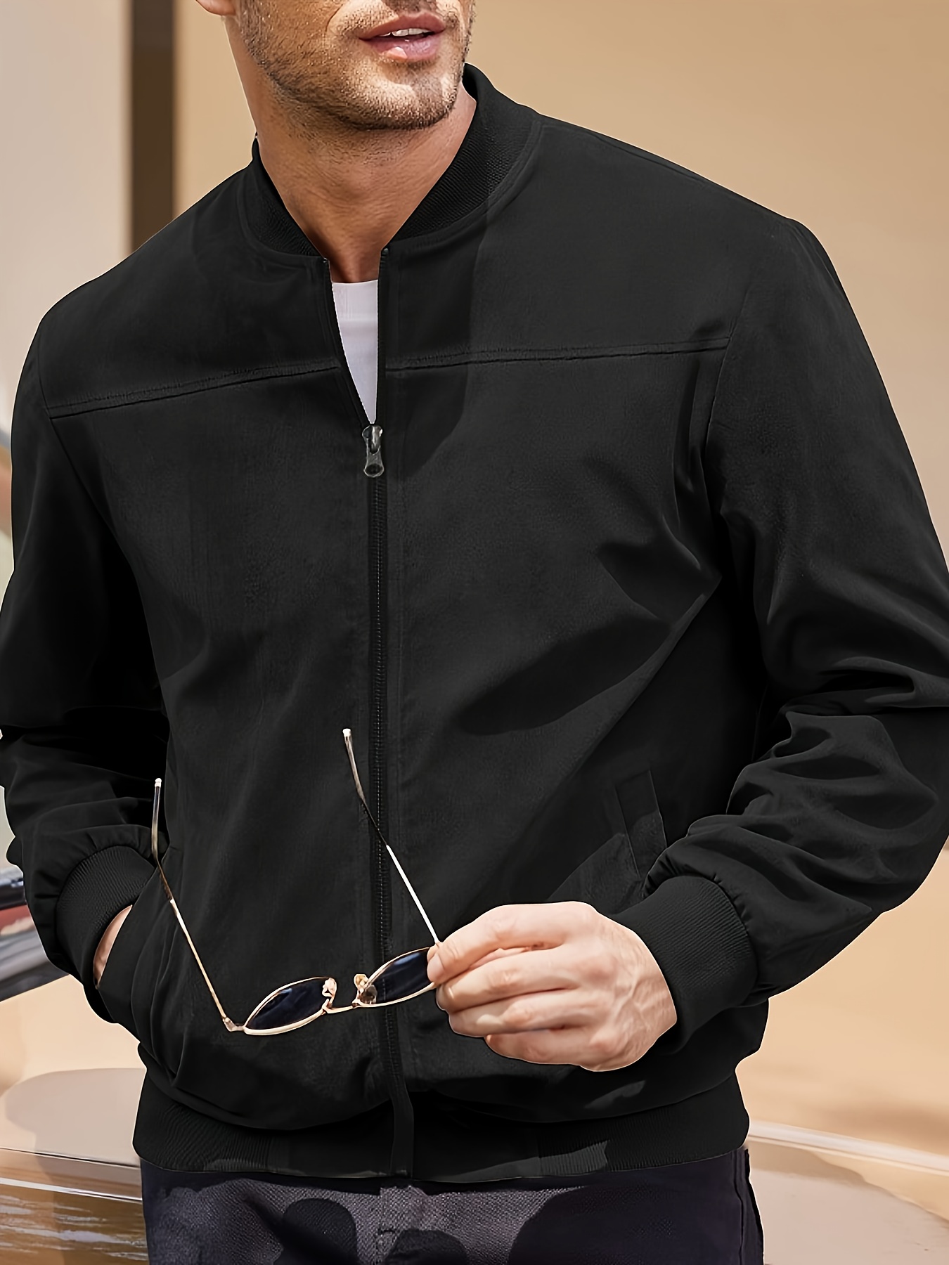 2025 Cross-Border Men'S Fashion Leisure Sports Zipper Stand-Up Collar Jacket