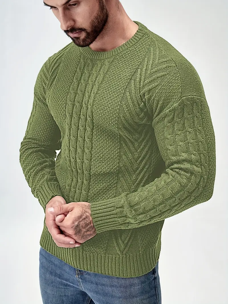 mens winter warm knit sweater soft round neck long sleeve casual pullover solid color beige navy machine washable thick sweater jacket for cold weather office casual attire Product details 12