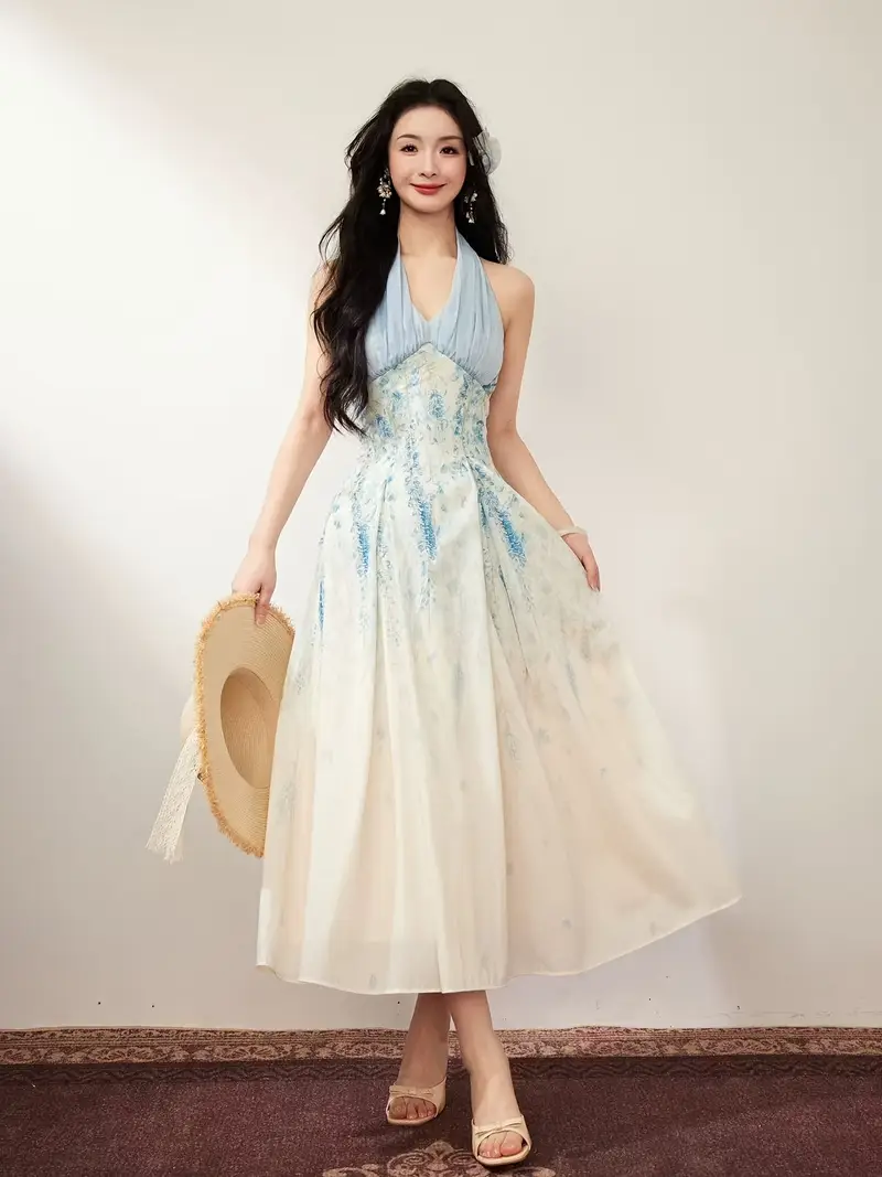 womens elegant halter neck maxi dress flowy a line formal - Temu United Arab Emirates womens elegant halter neck maxi dress flowy a line formal - Temu United Arab Emirates