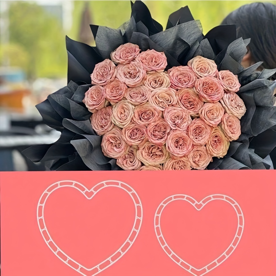 

9pcs/set Ensemble de compositions florales en forme de cœur, outils de bouquet de fleurs à faire soi-même, fournitures de fleuriste imperméables pour la Saint-Valentin et la fête des mères - Plastique