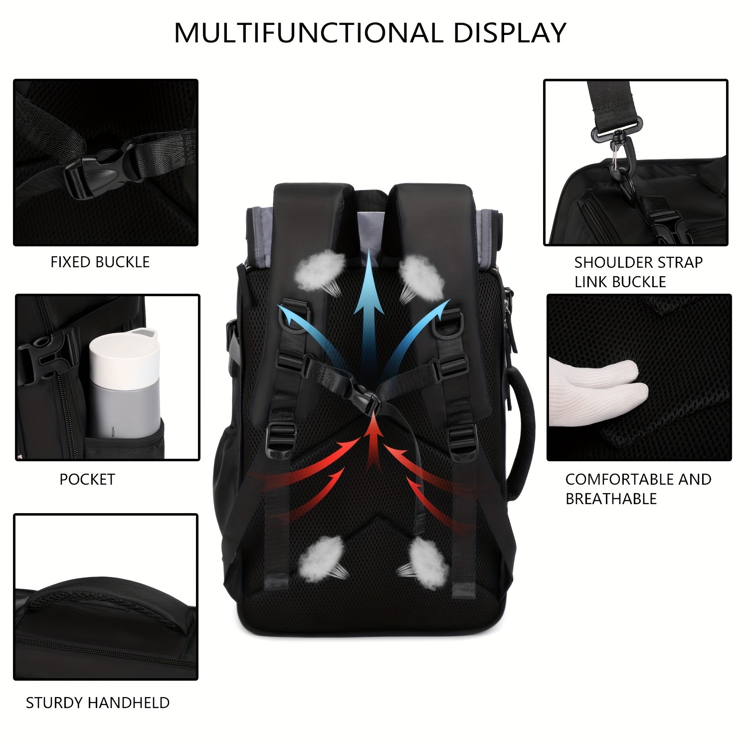 Mochila para portátil, mochila de mano, bolsa de viaje grande con compartimento para zapatos, mochila para libros de computadora para la universidad, viajes, trabajo