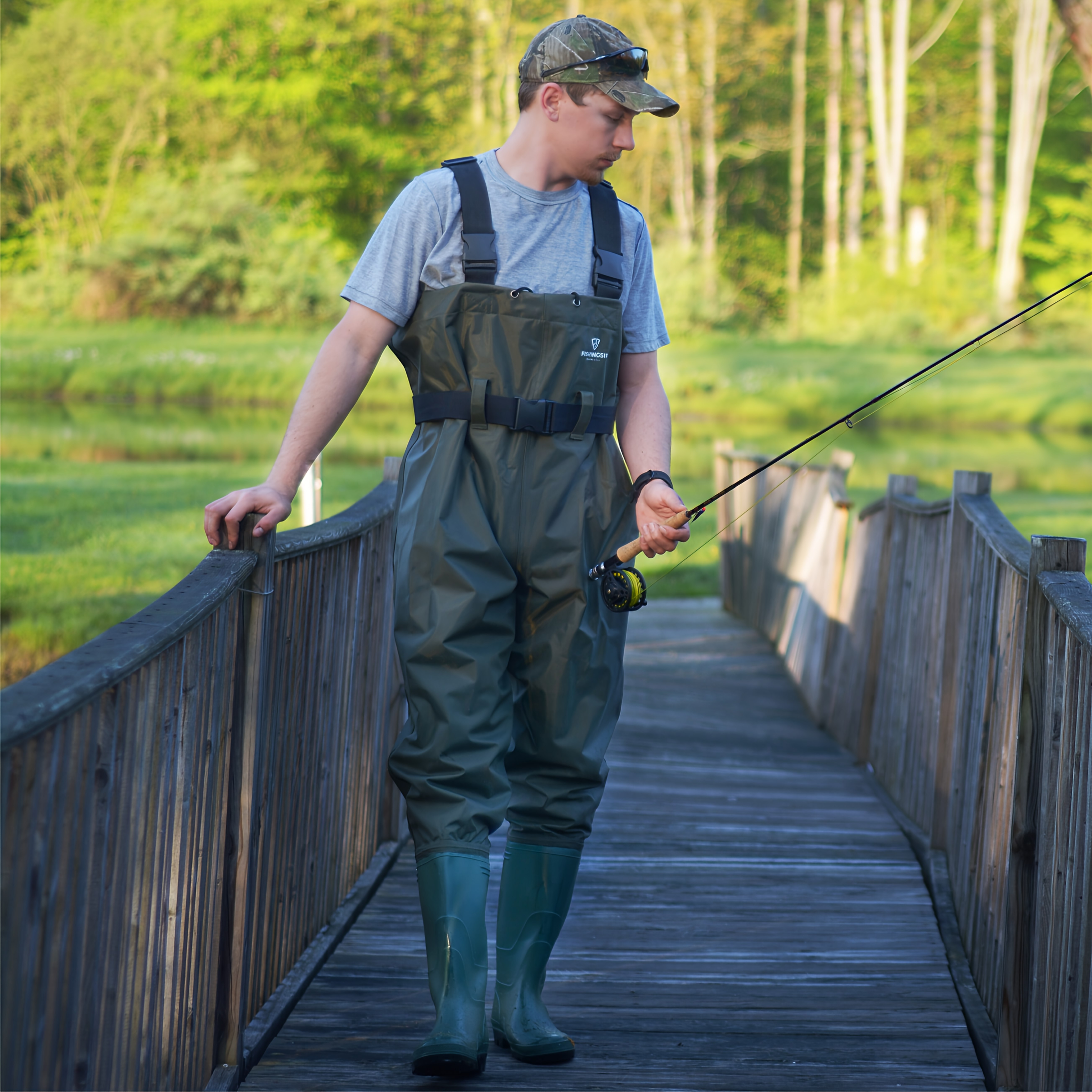 Blue Fishing Overalls Fishing Waders Pants Overalls With Boots