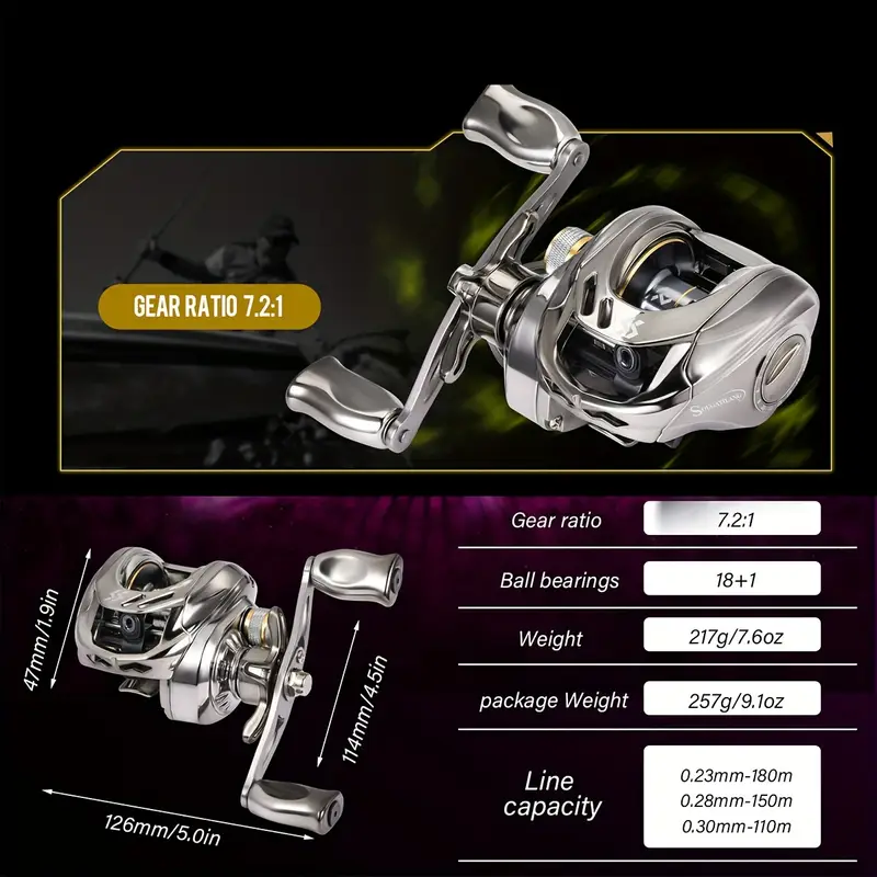 smooth baitcasting reel 7 2 1 gear ratio metal - Temu smooth baitcasting reel 7 2 1 gear ratio metal - Temu