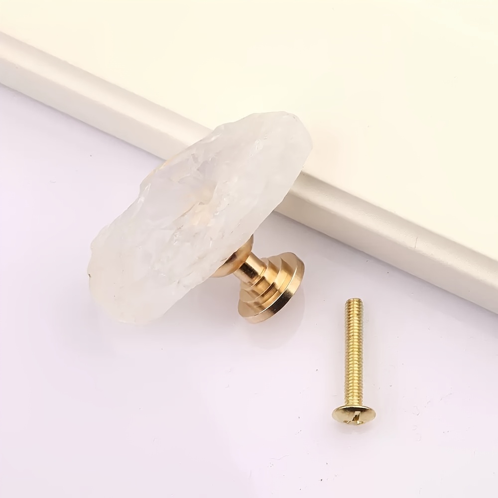 TEMU Unique Drawer Cabinet Natural Stone Handle, Brass Single Hole Natural Irregular Cabinet Cupboard Pull Handle, Decoration Gift For