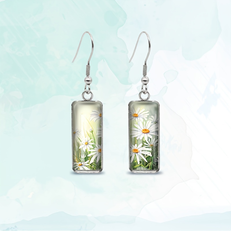 TEMU A Pair Of Earrings With Design, Made Of Glass, Perfect As A Gift For A Friend