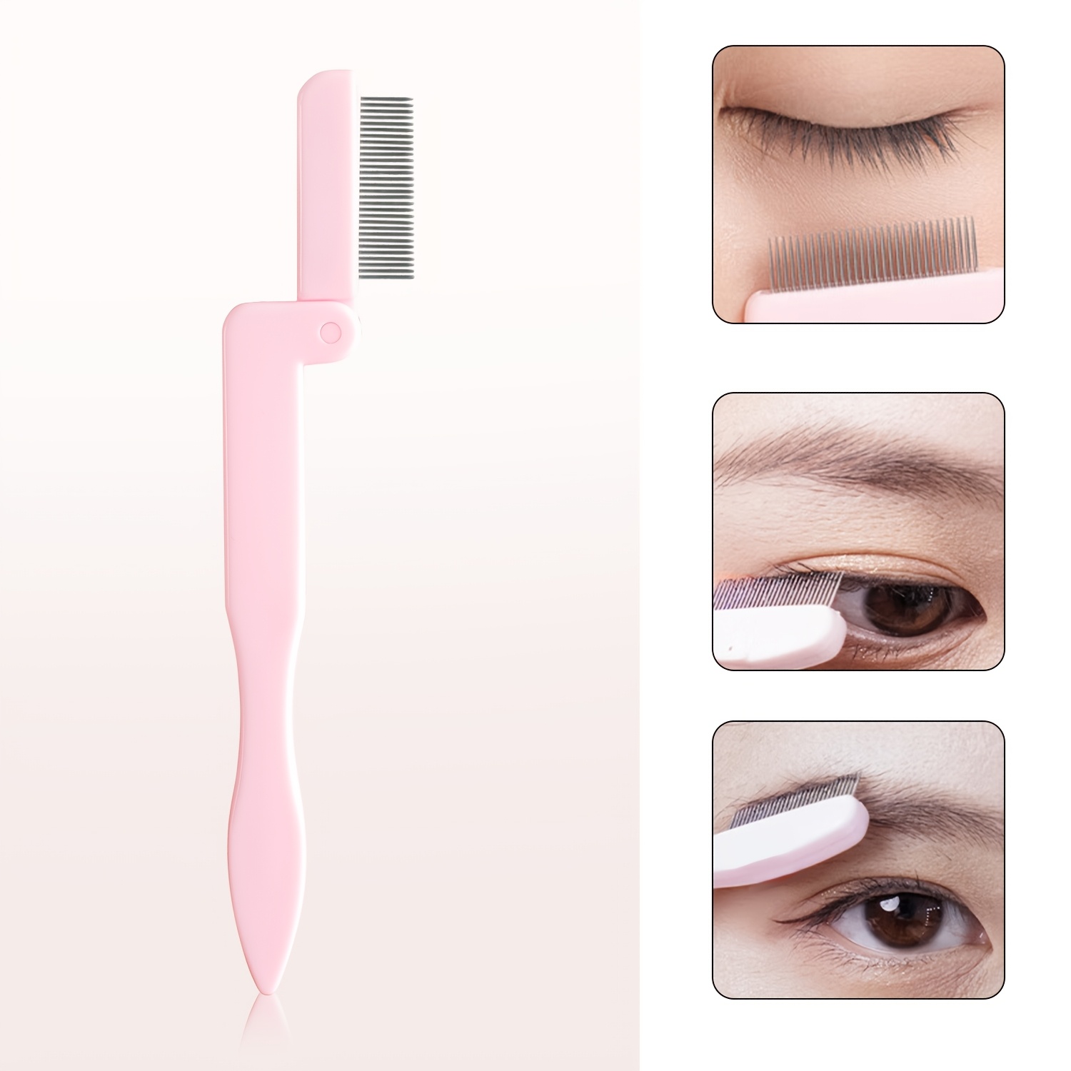 1pc Straight Handle Foldable Eyebrow Lash Comb With Metal Teeth Separator Mascara Brush Extension Eyelash Beauty Tool